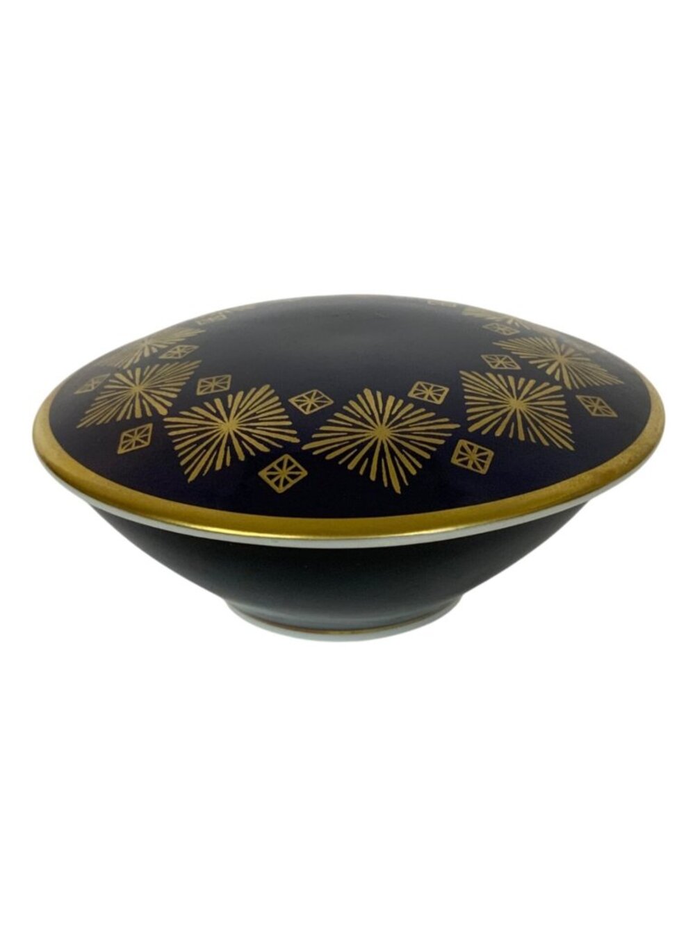 Echt Weimar Kobalt Decorative Porcelain Lidded Sugar Bowl With Gold Accents